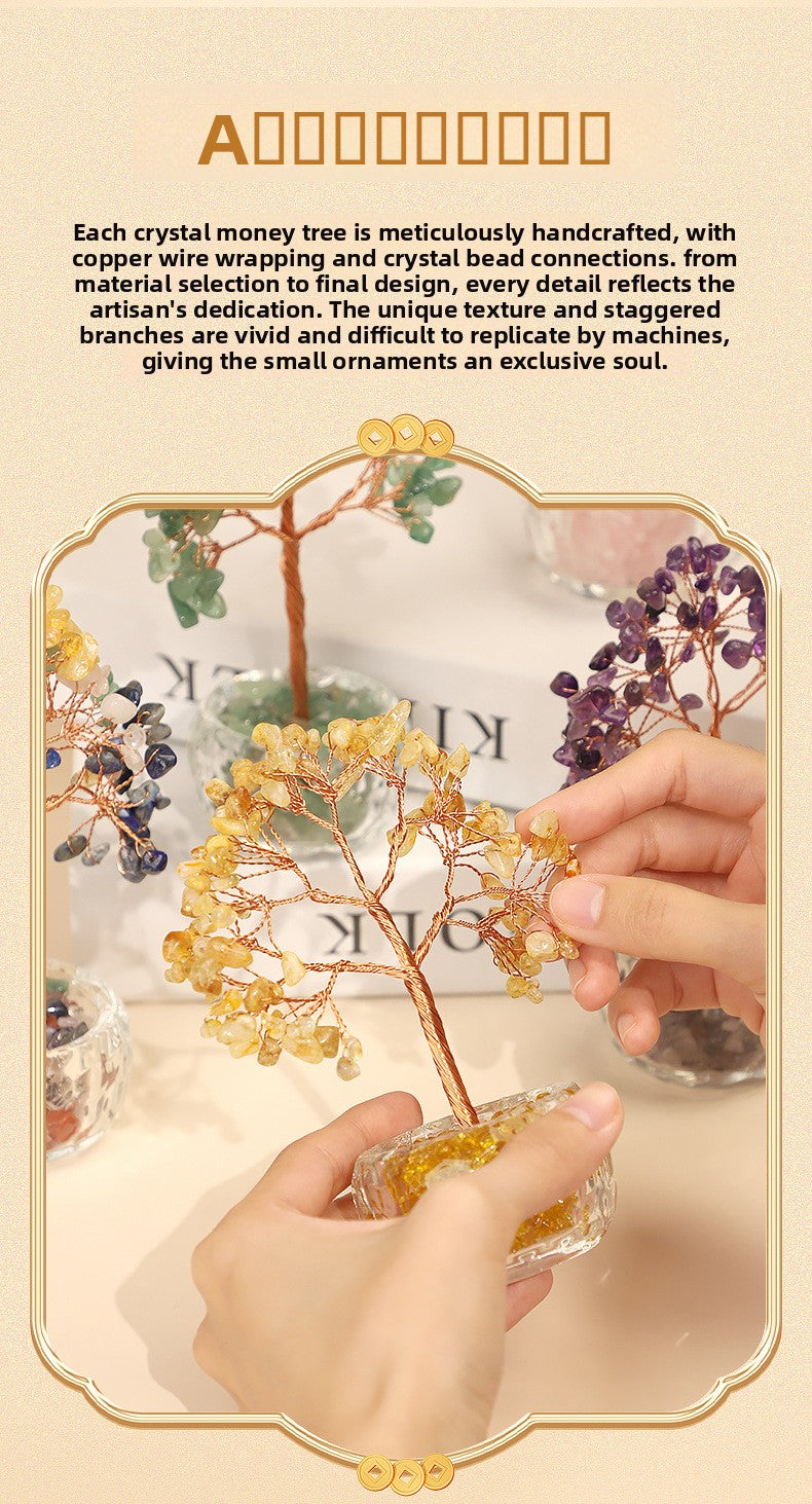 zensoullab Natural Crystal Tree Citrine Money Tree Crystal Tree of Life Wealth Tree Office Crystal Ornament