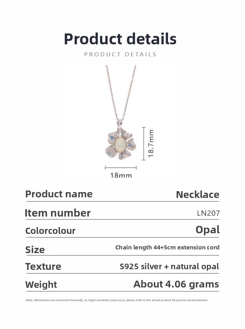 zensoullab Popular Flower Pendant S925 Sterling Silver Inlaid with Natural Opal Gemstone Necklace for Women