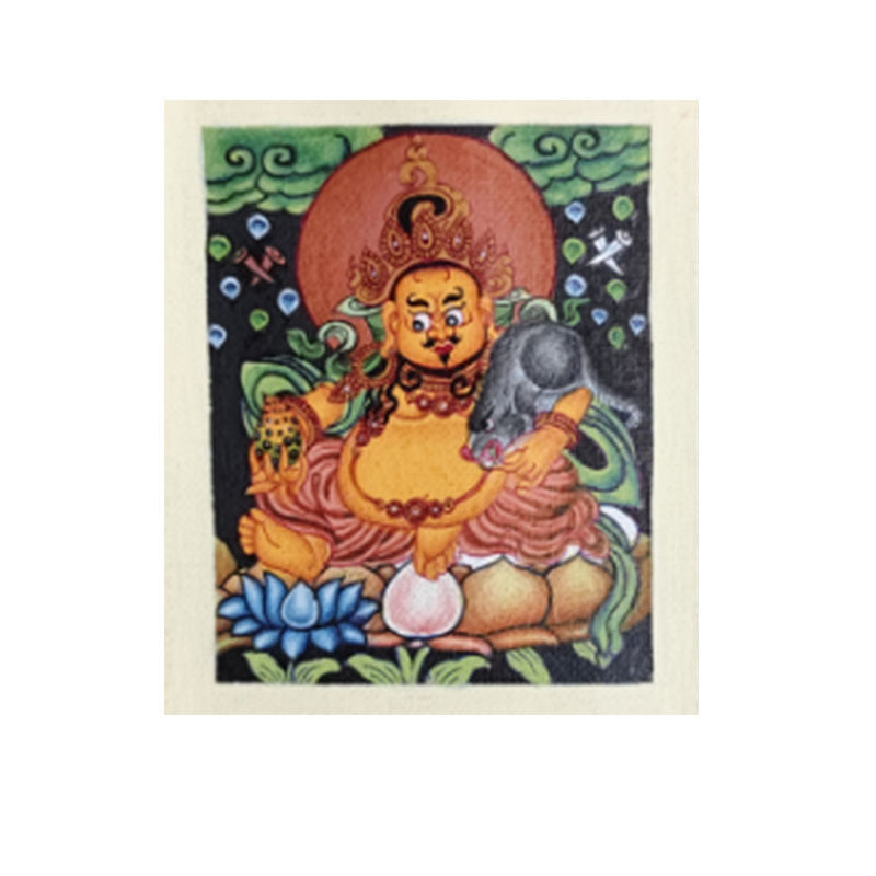 zensoullab Nepal Fine Hand-painted Yellow God of Wealth Small Thangka Painting Core Tibet Gawu Box Small Thangka Micro Thang Necklace Small Pendant