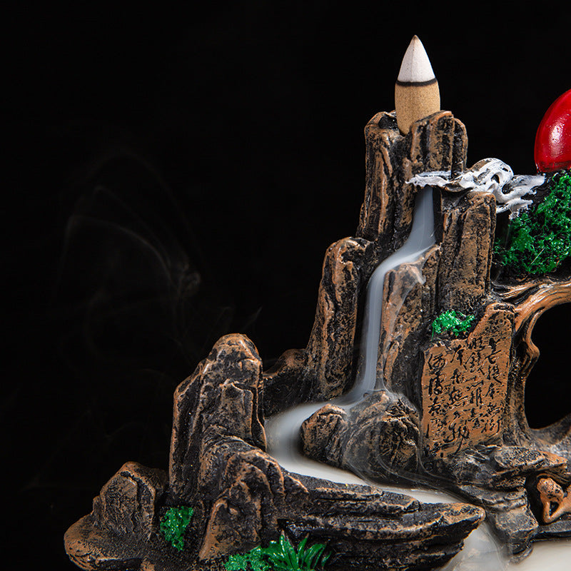 zensoullab Zen Large Backflow Incense Burner Pastoral Resin Sandalwood Burner Home Living Room Indoor Backflow Incense Ornament Pastoral Style