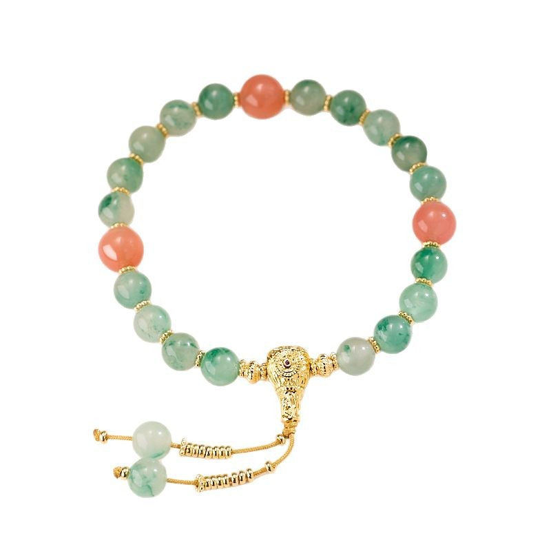 zensoullab Natural 8MM African Jade Bracelet Eighteen Seeds Pressed Flower Handheld Floating Flower Bracelet