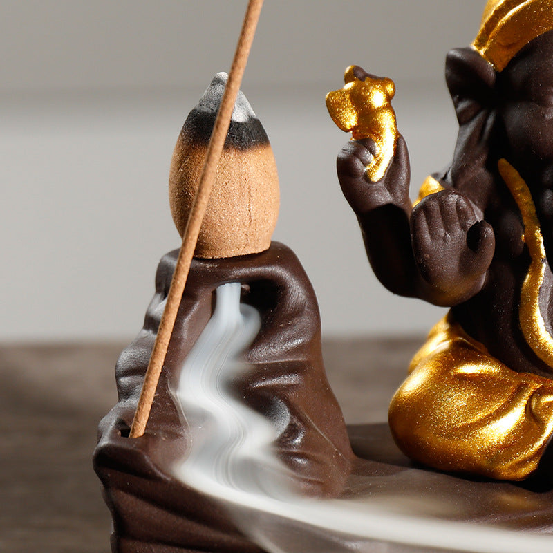zensoullab Purple Clay Tower Incense Burner Thai Treasure Elephant Smoke Backflow Incense Burner Creative Southeast Asian Home Fragrance Ornament