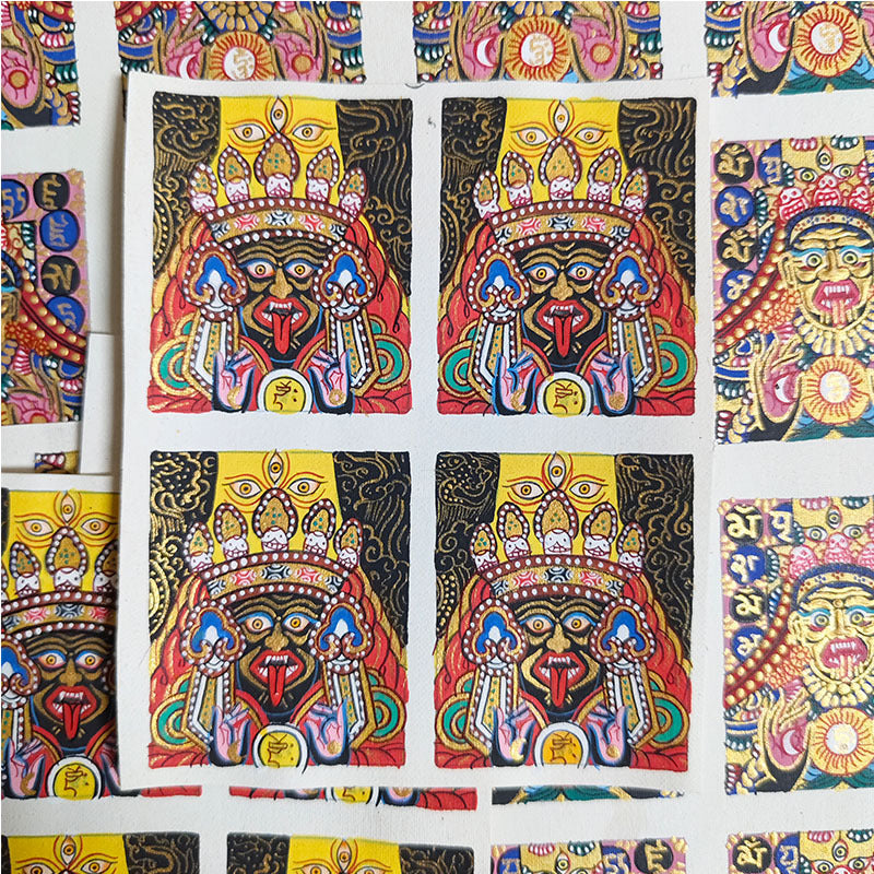 zensoullab Nepal Full Hand-Painted Zakiram Small Thangka Tibetan Female God of Wealth Thangka Pendant Tibetan Kaga U Box Painting Core