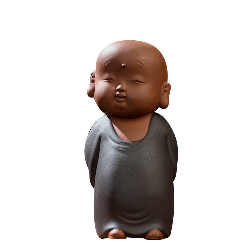 zensoullab Zen Purple Clay Little Monk Figure Creative Desktop Living Room New Chinese Style Study Entrance Tea Room Tea Pet Ceramic Ornament