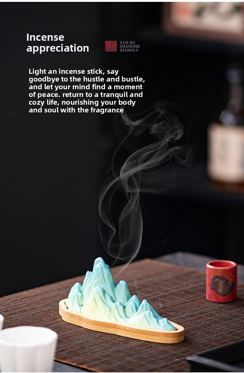 zensoullab Ceramic Incense Burner Chinese Style Incense Burner Sandalwood Agarwood Incense Holder Incense Stick Zen Home Indoor Incense Home Decoration