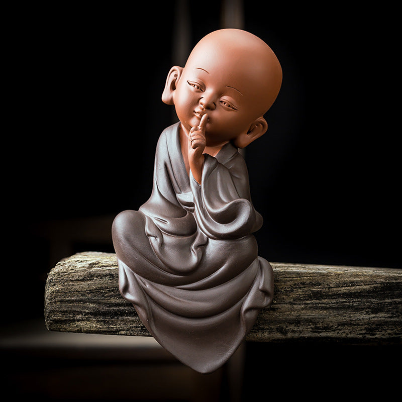 zensoullab Ceramic Three Little Monks New Chinese Style Ornaments Cute Zen Characters Small Ornaments Living Room Entrance Table Decorations