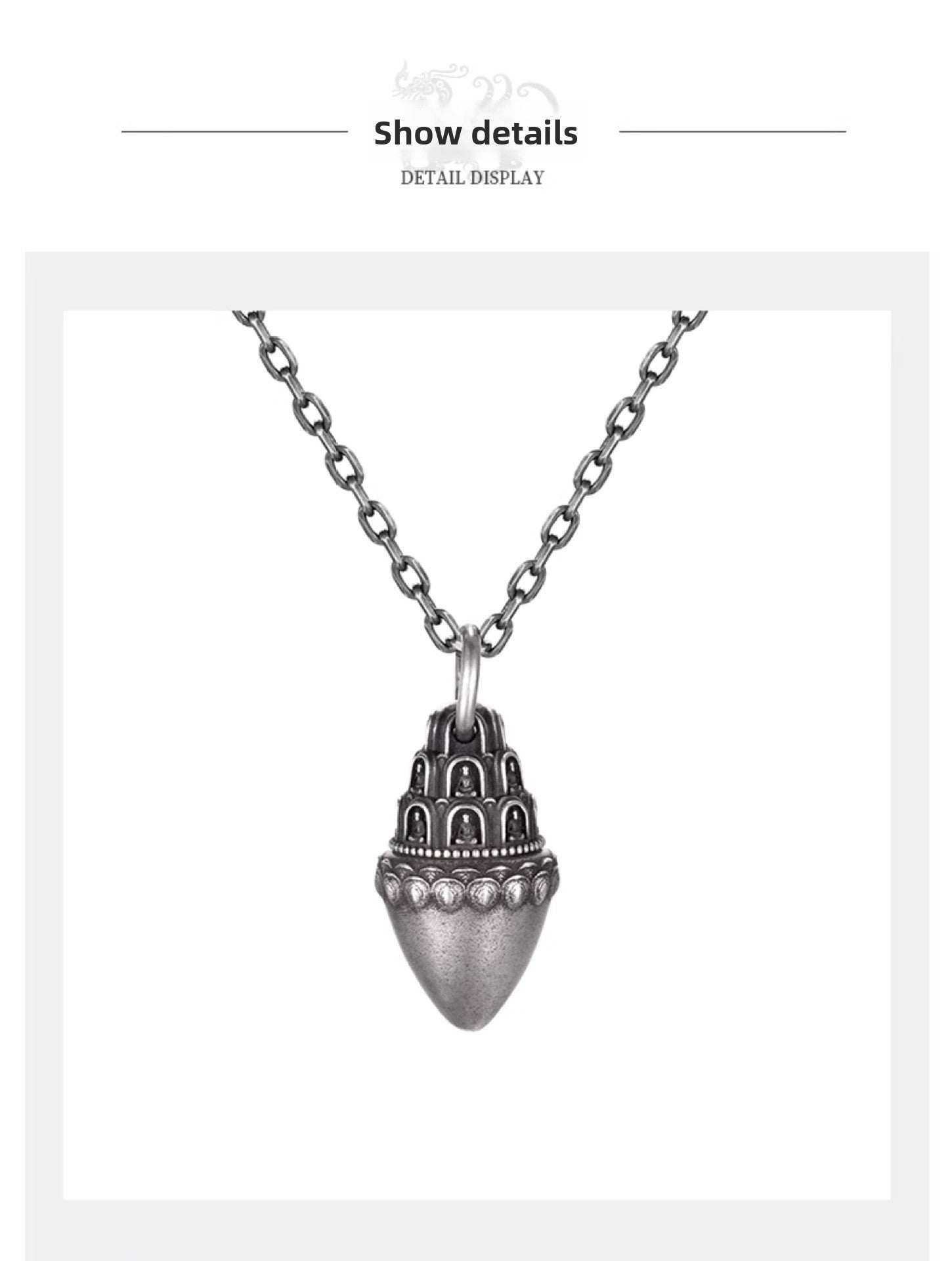 zensoullab Buddha Pagoda Pendant Thai Silver Unisex Tibetan Chinese Style Retro Hanging Pendant Tibetan Style Protective Buddha Pendant