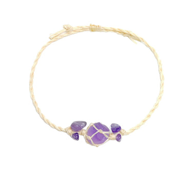zensoullab Purple Micro Star Natural Amethyst Braided Bracelet