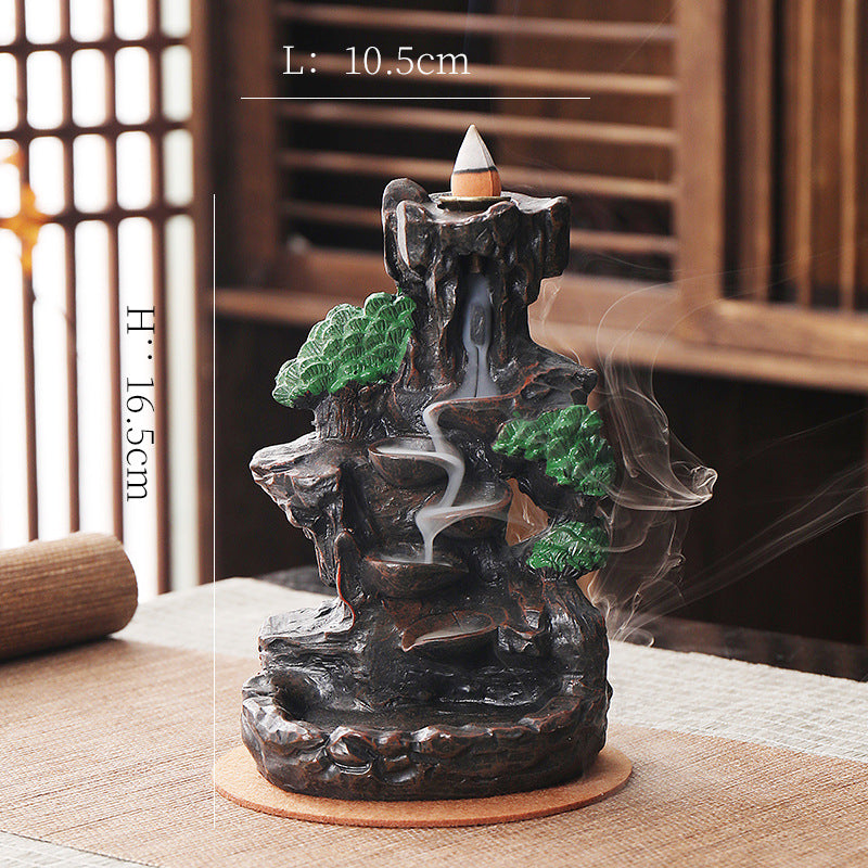 zensoullab Creative Mountain Water Backflow Incense Burner High-end Large Incense Burner Water Flow Incense Tea Ceremony Home Decoration Backflow Incense
