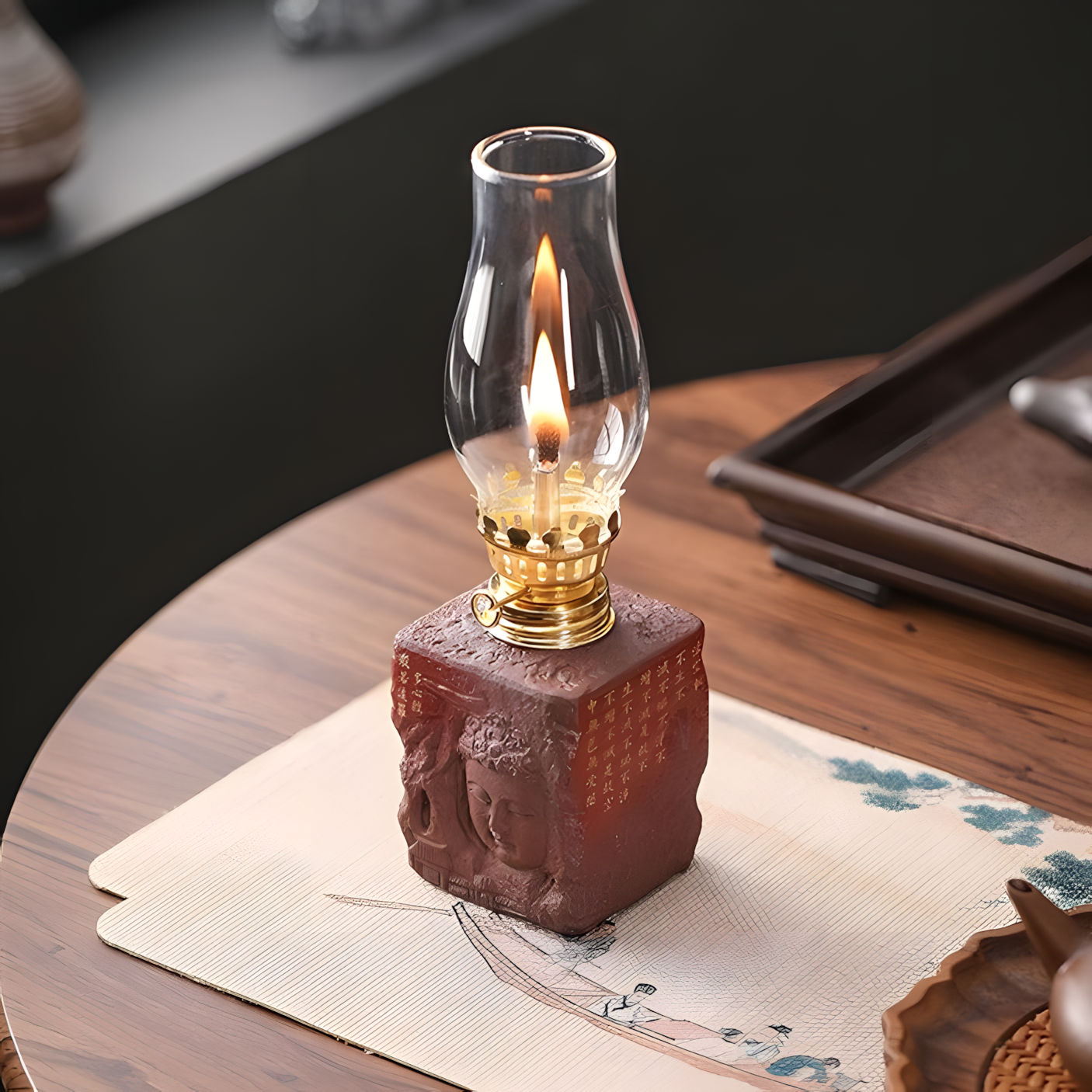 zensoullab Serenity Meadow Oriental Candle Holder (3 Colors)｜Handcrafted Glass & Ceramic Lamp for Meditation