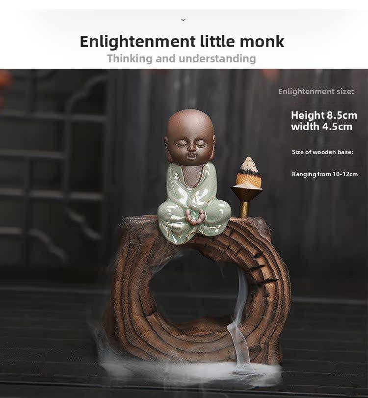 zensoullab Yunshang Tea Pet Ornament Creative Little Monk Purple Clay Backflow Incense Burner Tea Set Accessories Home Office Art Ornament