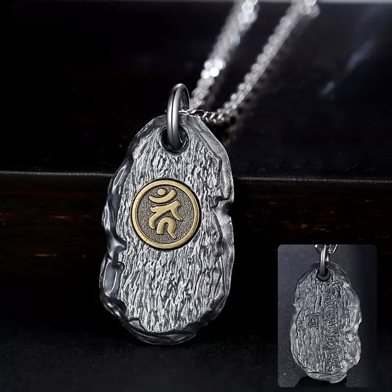 zensoullab Zodiac Buddha Eight Guardian Deities Pendant for Men and Women Twelve Zodiac Signs National Trend Ethnic Style Retro Imitation Thai Silver Vintage Necklace