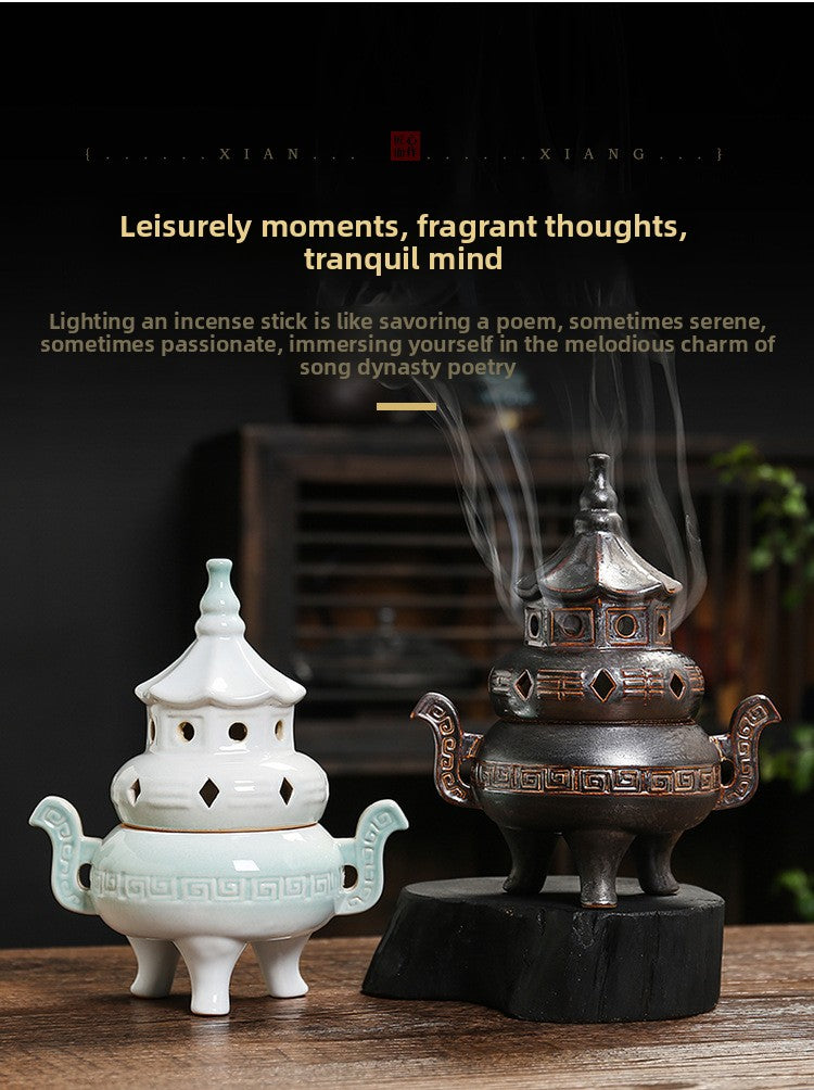 zensoullab Tai Chi Bagua Ceramic Incense Burner Home Indoor Zen Tea Room Tea Table Aromatherapy Burner Incense Decoration
