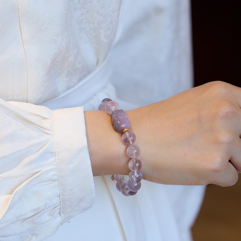 zensoullab Nine Purple Fire Bracelet for Women, Zodiac Year of the Dragon Bracelet, Natural Purple Jade Lavender Crystal Bracelet