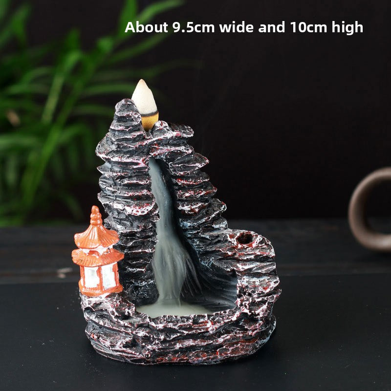 zensoullab Resin Backflow Incense Burner Zen Rockery Home Indoor Living Room Incense Burner Backflow Incense Landscape Decoration Ornament