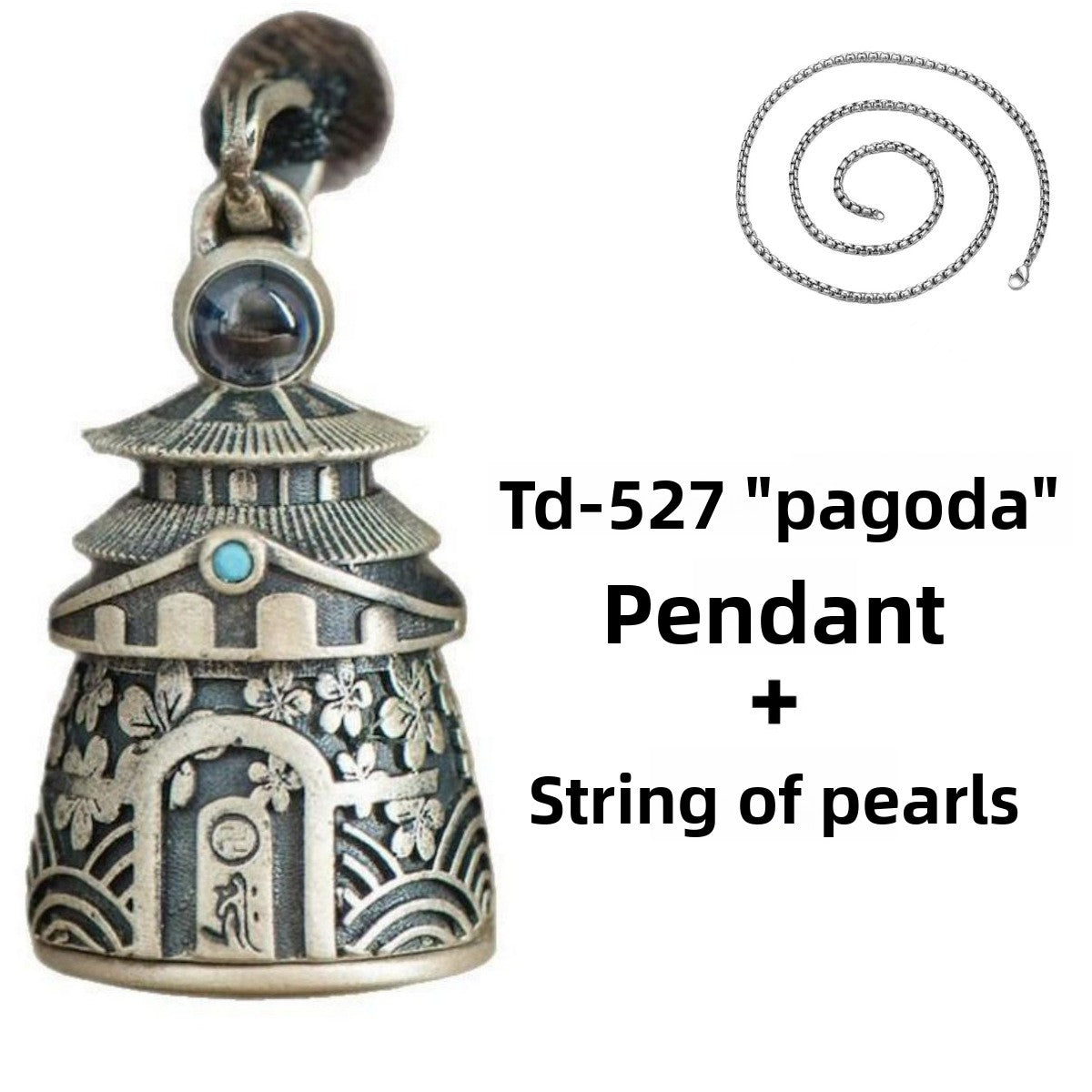 zensoullab Thai Silver Vintage Openable Buddha Pagoda Necklace with Heart Sutra Pendant Hollow Design for Men and Women