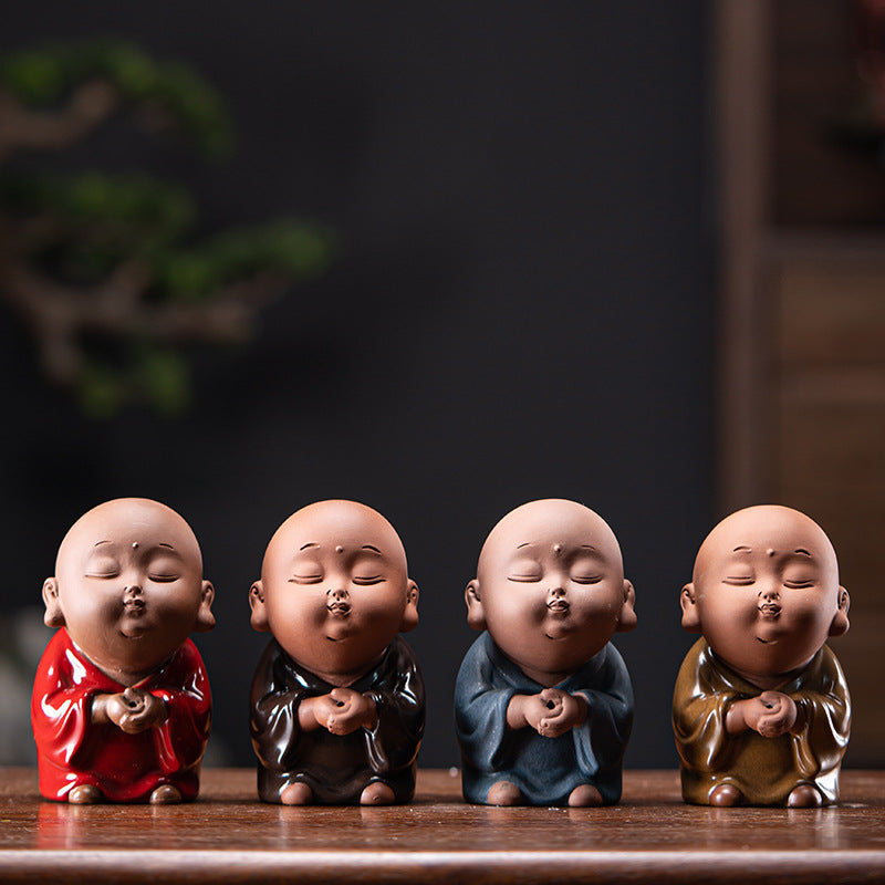 zensoullab Creative Ceramic Cute Little Monk Incense Desktop Ornament Home Incense Holder Incense Burner Incense Tray