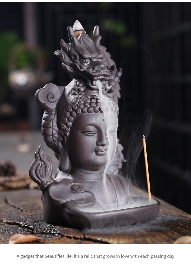 zensoullab Backflow Incense Burner Creative Ceramic Large Ornamental Decoration Indoor Tea Ceremony Antique Purple Clay Sandalwood Agarwood Incense Burner Incense Holder