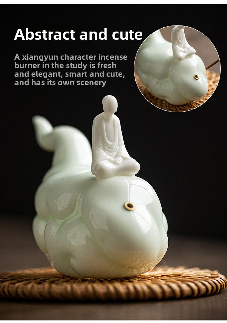 zensoullab Zen Style Formless Buddha Incense Holder Ornament Incense Burner Incense Tray Sandalwood Ceramic Monk Tea Table Decoration