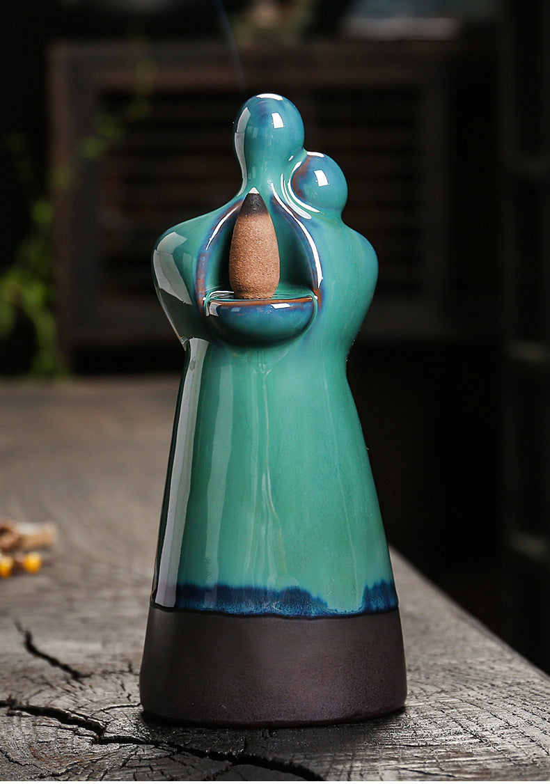 Ceramic Backflow Incense Burner Home Decor Ornament Creative Double-Sided Backflow Incense Burner
