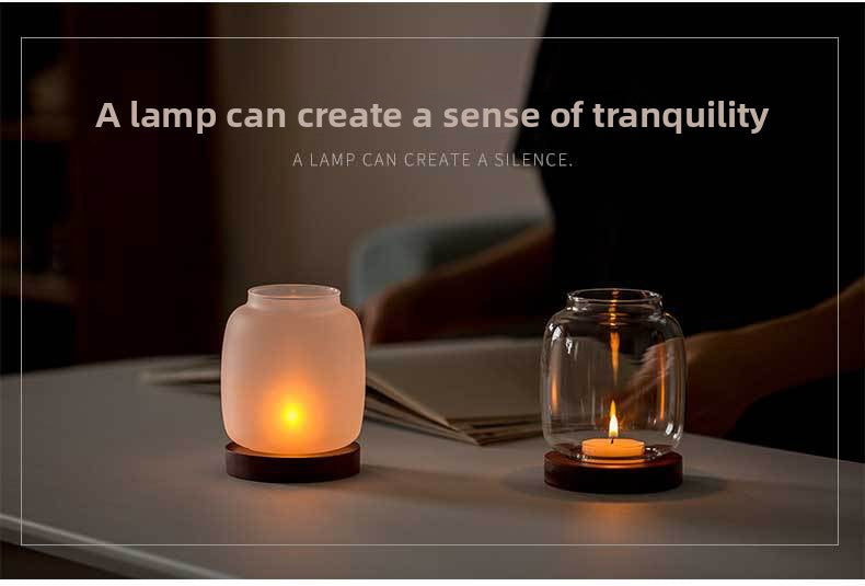 zensoullab Glass Candle Holder Ornament Home Chinese Style Aromatherapy Wax Wind Cover Vintage Special Electronic Small Candle Light Romantic Zen Light Luxury
