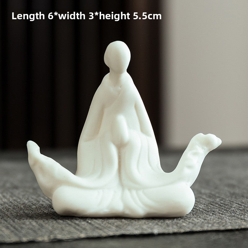 zensoullab Mini Ceramic Fingertip Small Buddha Zen White Porcelain Formless Buddha Little Monk Bonsai Fish Tank Micro Landscape Decoration Ornament