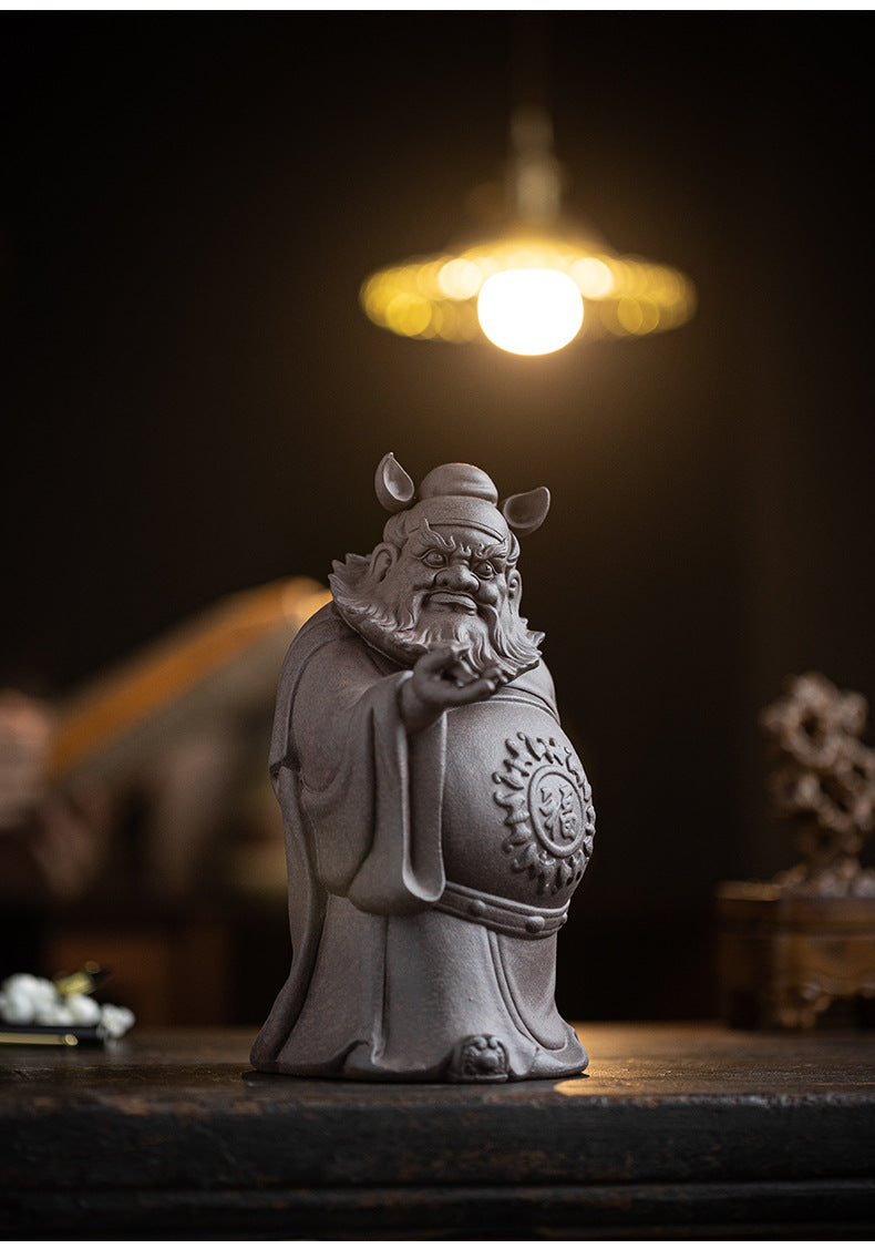 zensoullab Zen Style Chinese Purple Clay Zhongkui Blessing Figurine Creative Home Living Room Study Entrance Craft Decoration Ornament