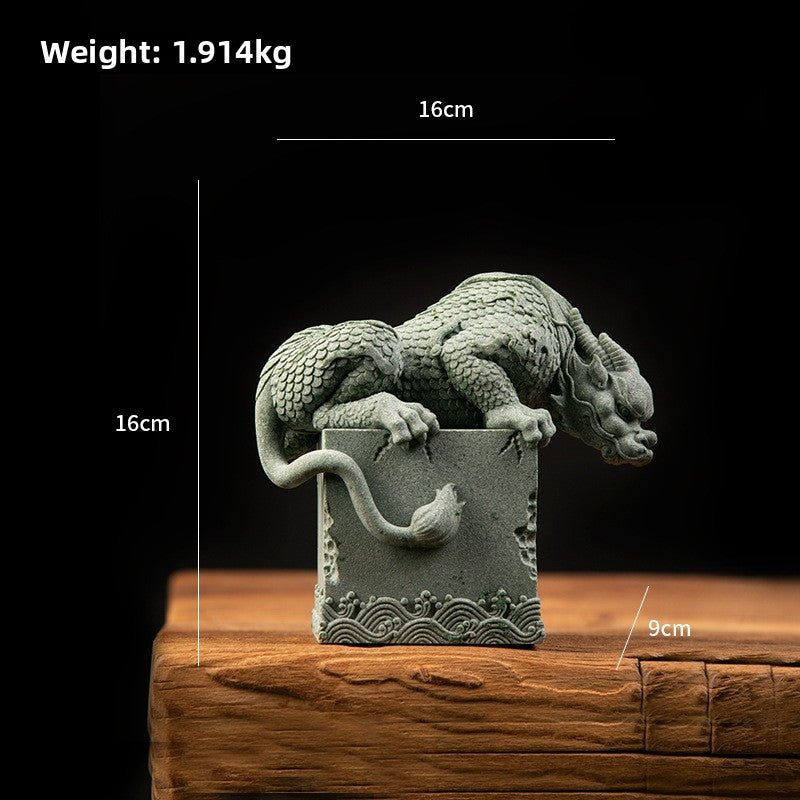 zensoullab Green Sand Stone Great Sage Tea Pet High-end Gift Handheld Piece Fish Tank Wukong Ornament Rockery Landscaping Home Decoration Bonsai