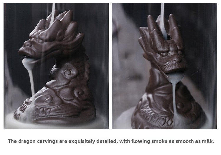 zensoullab Purple Clay Backflow Incense Burner Home Decor Ornament Craft Creative Windproof Cover Dragon Backflow Incense Burner