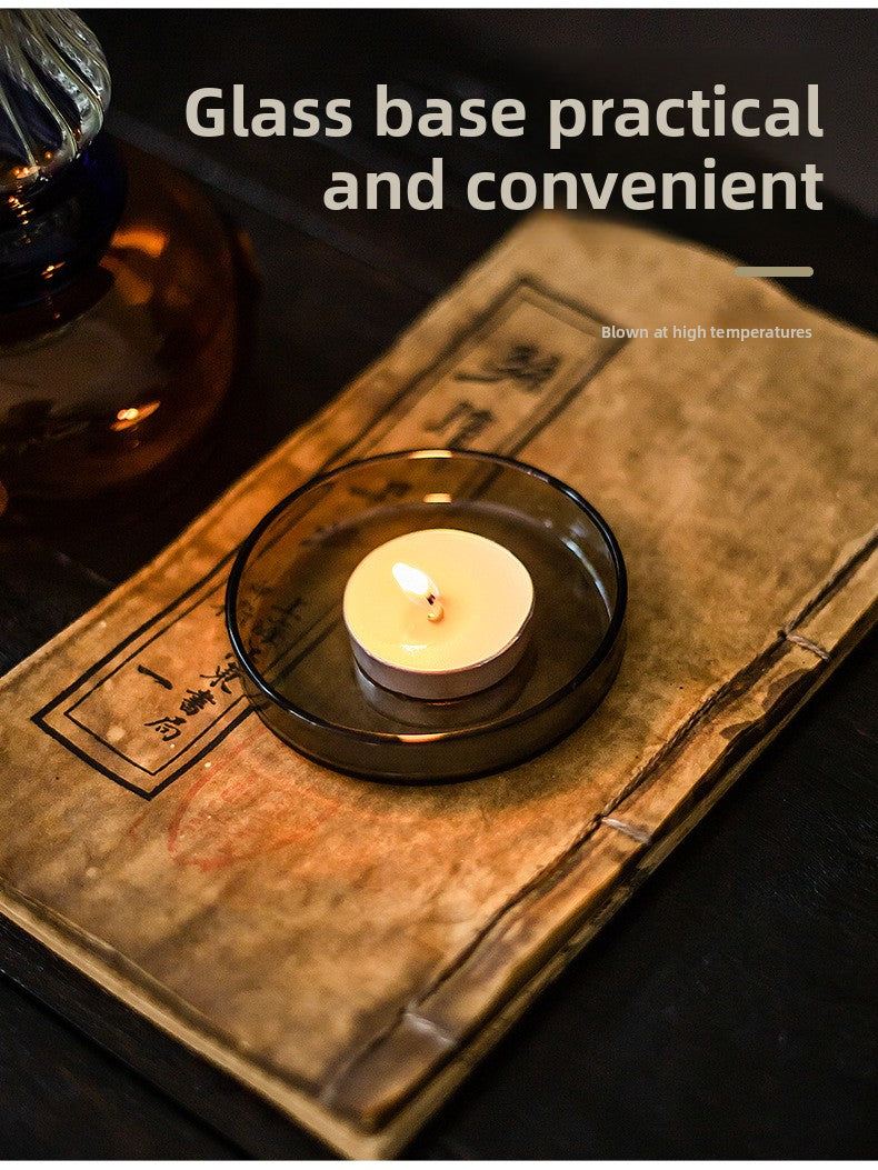 zensoullab Ancient Style Home Aromatherapy Candle Candle Holder Chinese Zen Style Antique Lampshade Glass Ornament Tea Room retro Atmosphere Lamp