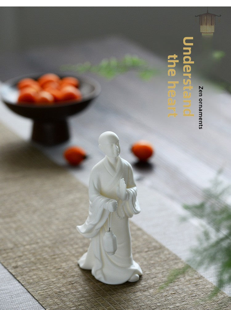 zensoullab Purple Clay Zen Buddhist Little Monk Figurine Creative Ceramic Character Home Living Room Tea Room Tea Pet Desktop Decoration