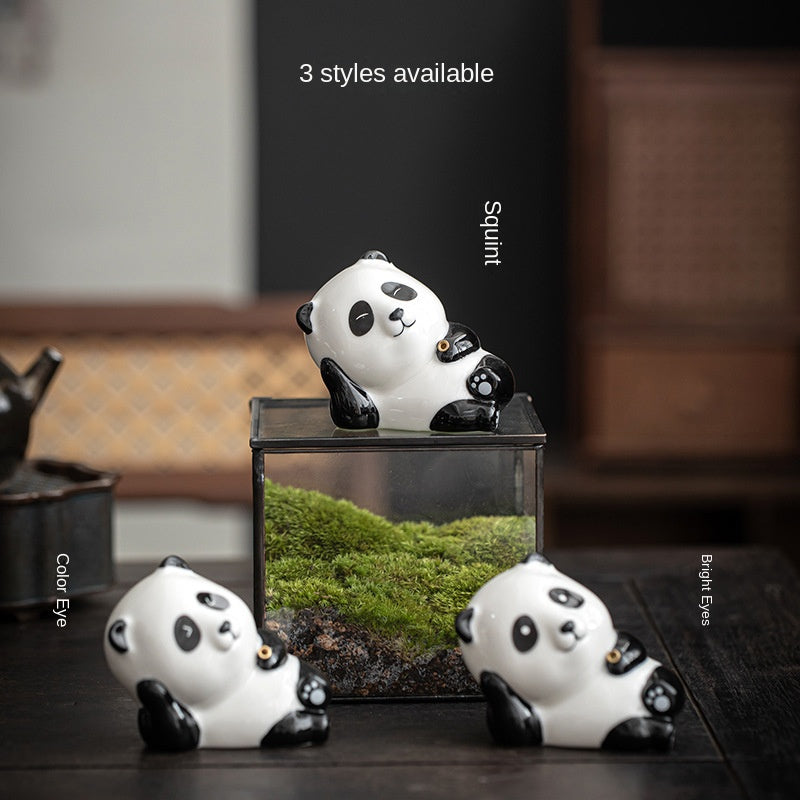 zensoullab Creative Cute Panda Hand-painted Ceramic Ornament Tea Pet Home Indoor Sandalwood Incense Holder Incense Tray Incense Stand
