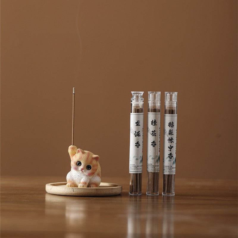 zensoullab Cat Ornament Tray Cute Resin Kitten Incense Holder Stand Trendy Toy Incense Stick Indoor Tea Room Aromatherapy Burner Home Use