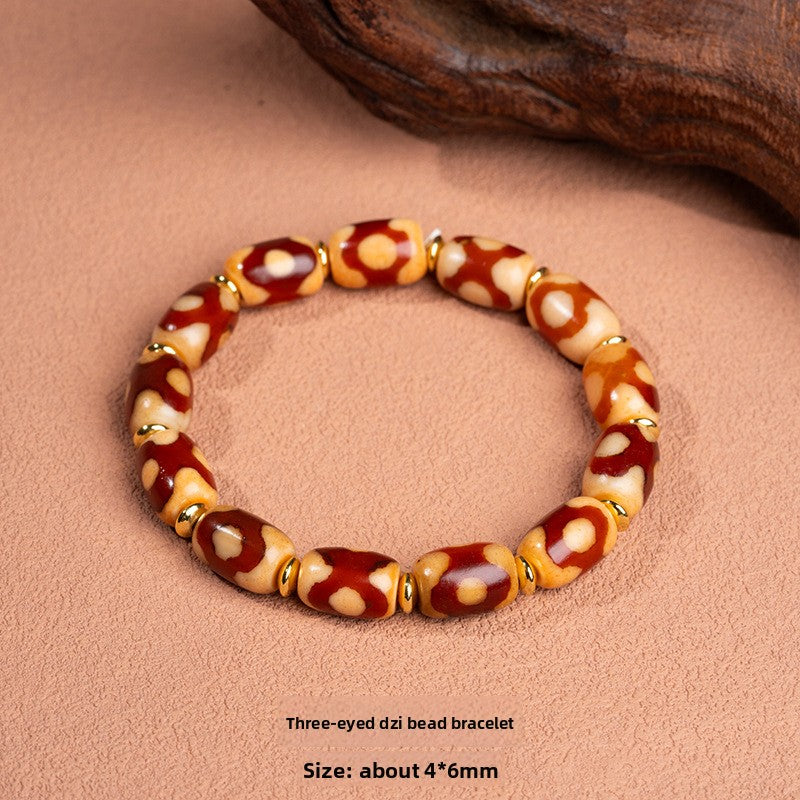 zensoullab Natural Sardonyx Dzi Bead Bracelet Fashionable Versatile Unisex Couple Style One-Line Pharmacist Single Circle Bracelet