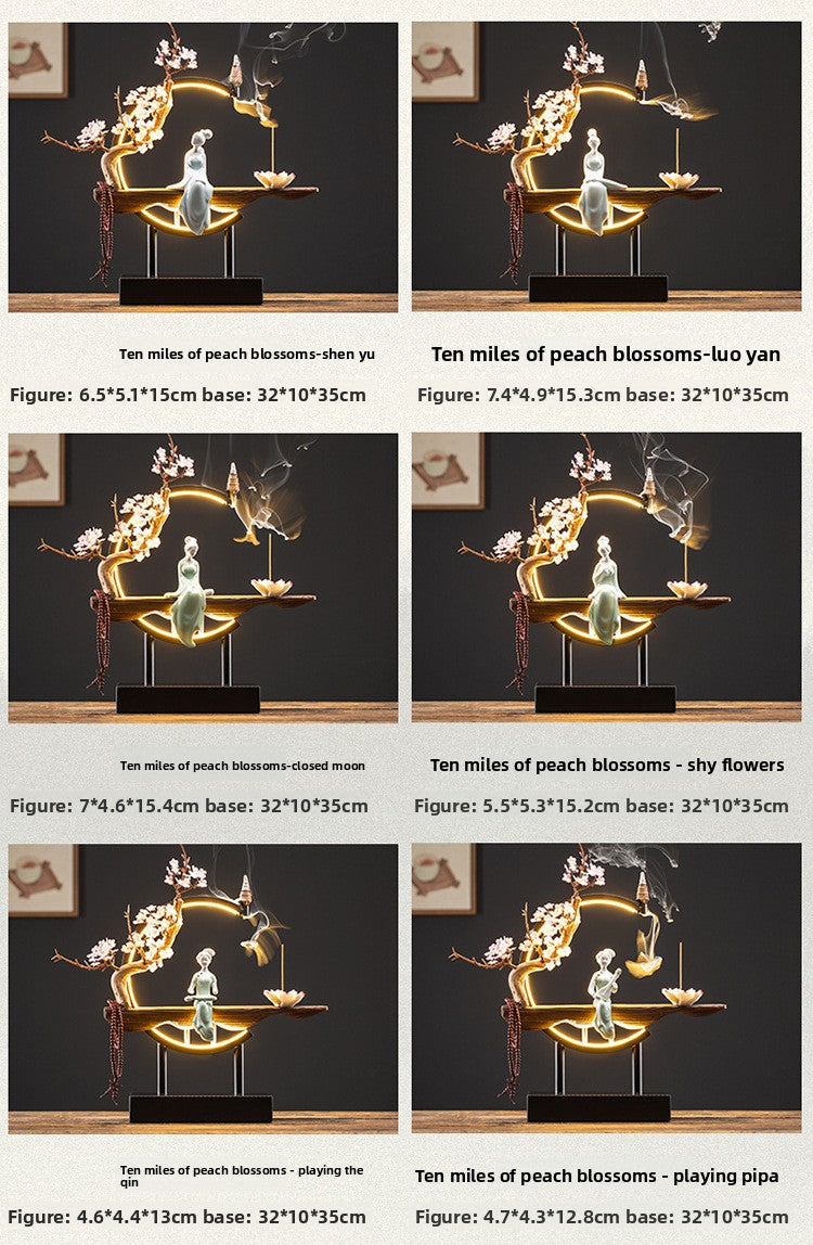 zensoullab New Chinese Style Backflow Incense Ornament Creative Lamp Ring Home Aromatherapy Burner Office Living Room Entrance Desktop Decoration