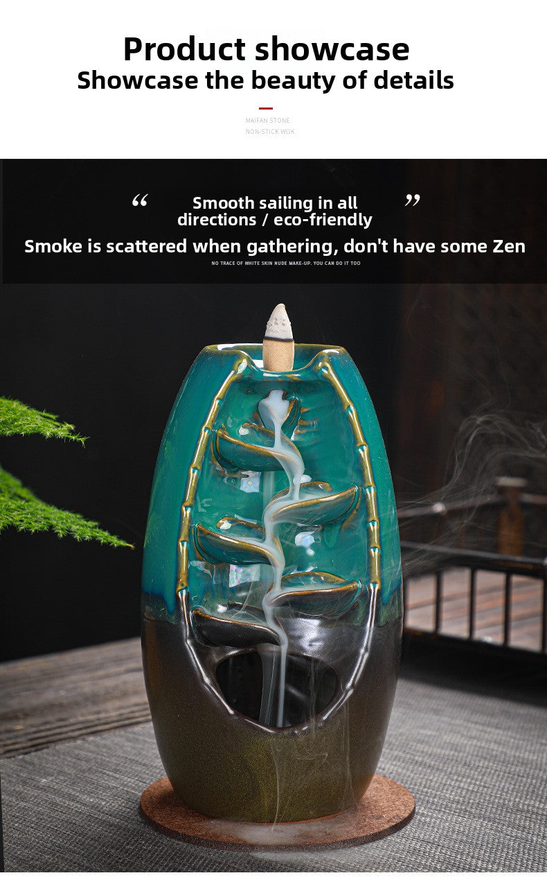 zensoullab Backflow Incense Burner Left and Right Fengyuan Kiln Change Antique Incense Large Home Creative Ornament Home Decor