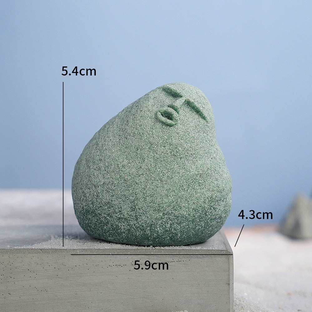zensoullab Green Sandstone Micro Landscape Water Flow Fish Tank Ornament Bonsai Creative Personalized Craft Desktop Figurine Decoration