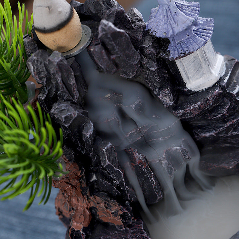 zensoullab Large Creative Resin Small Backflow Incense Burner Mountain Water Flow Sandalwood Agarwood Incense Burner Indoor Home Decoration