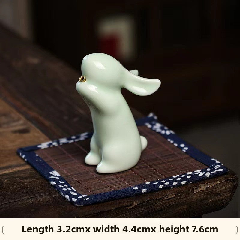 Zensoullab Creative Cute Little White Rabbit Ceramic Aromatherapy Stove Decoration Tea Ornaments Cover Living Room Home Incense Sandalwood Incense Stick Holder