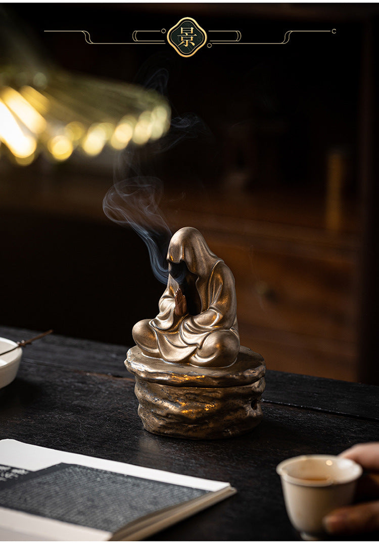 zensoullab Zen Style Incense Burner for Home Indoor Tea Ceremony Study Room Aromatherapy Ornament Sandalwood Agarwood Incense Burner Ceramic Craft