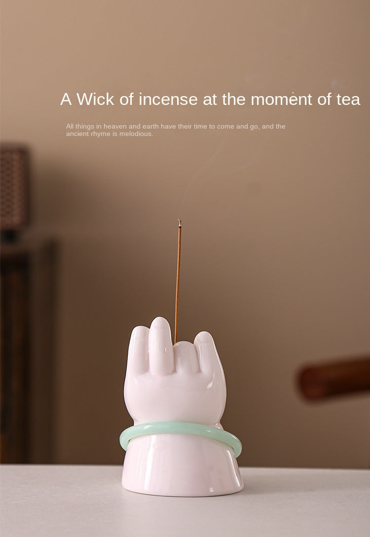 Zensoullab Creative Ceramic Buddha Hand Incense Burner Decoration Tea Ornaments Home Indoor Small Incense Burner Joss-Stick Incense Stick Holder Incense Holder Agarwood Road