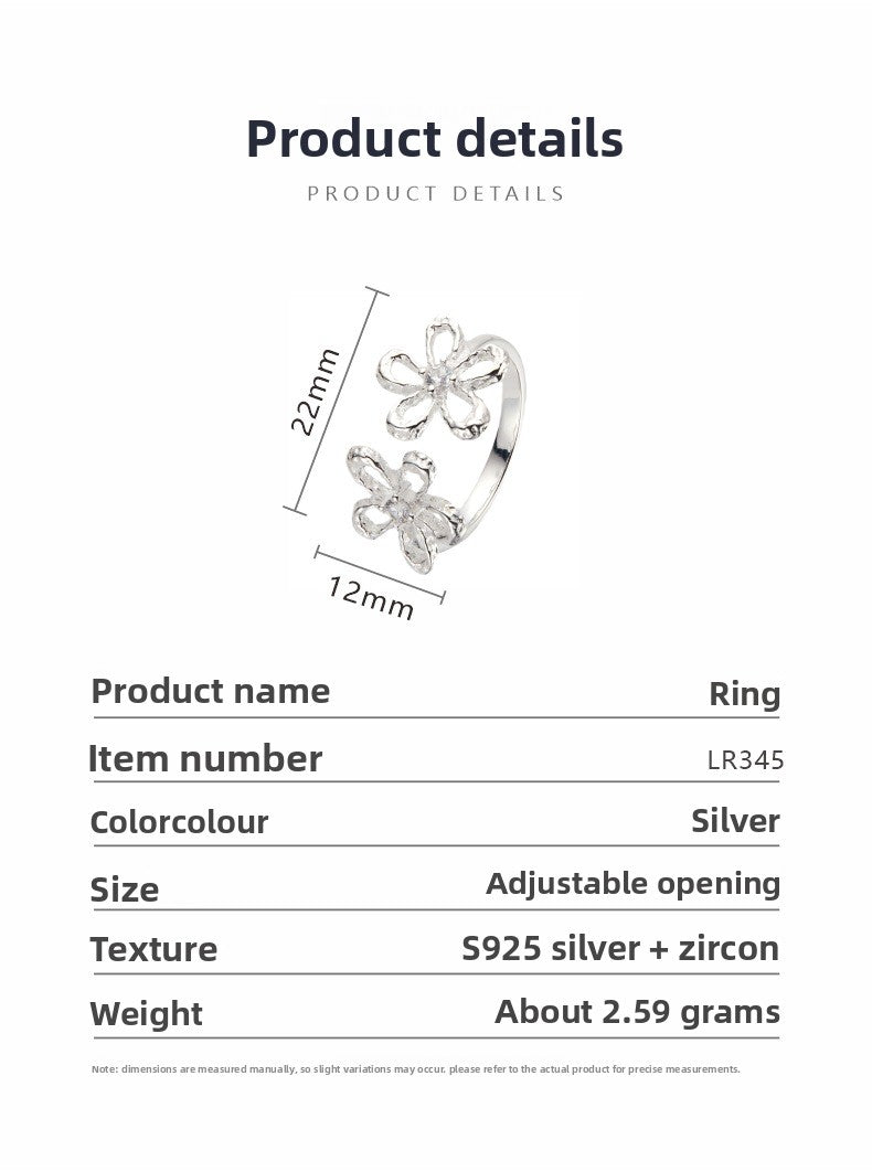 zensoullab Korean Version S925 Sterling Silver Zircon Colorful Gemstone Collarbone Chain Fashion Sweet Hollow Small Flower Pendant Necklace for Women