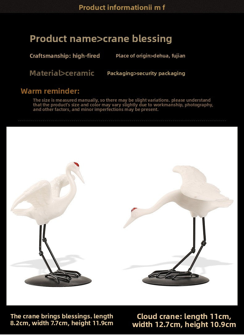zensoullab Ceramic Crane Animal Red-crowned Crane Ornament New Chinese Style Potted Plant Fake Mountain Water Landscape Micro Landscape Desktop Decoration