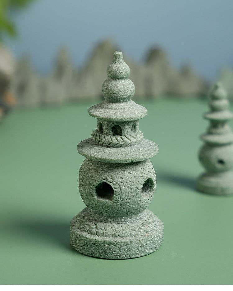 zensoullab Three Pools of Moonlight Small Stone Tower Chinese Style Palace Lantern Antique-Style Ornament Fish Tank Landscaping Micro Landscape Rockery Bonsai Small Decoration