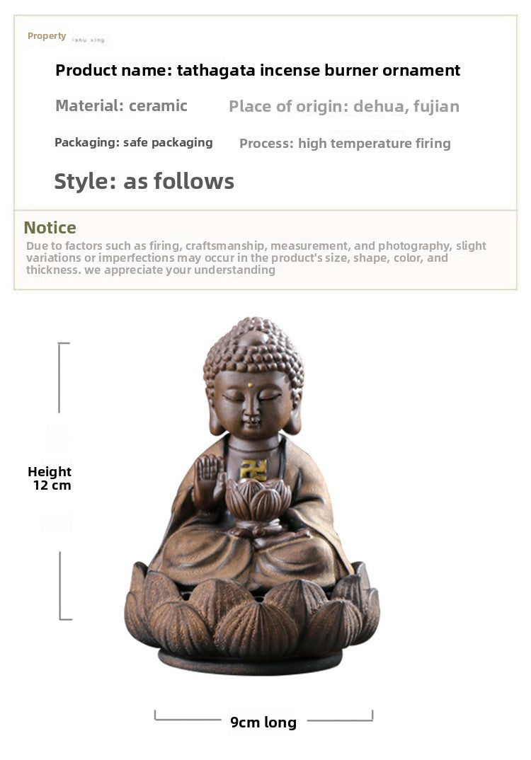 zensoullab Creative Ceramic Incense Burner Tea Ceremony Aromatherapy Burner Accessories for Home Living Room Indoor Air Purification Zen Buddha Ornament