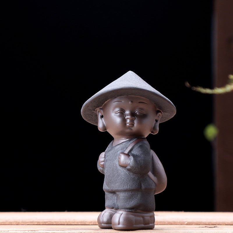 zensoullab Zen Purple Clay Little Monk Tea Pet Tea Play Ceramic Little Sha Mi Kung Fu Tea Set Accessories Home Handmade Ornament