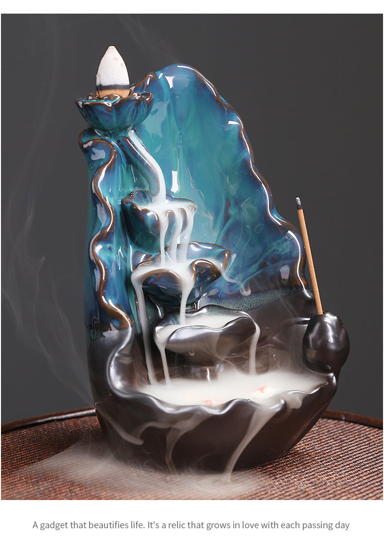 Amazon Ceramic Lotus Backflow Incense Burner Creative Blue Lotus Backflow Aromatherapy Burner Home Decor
