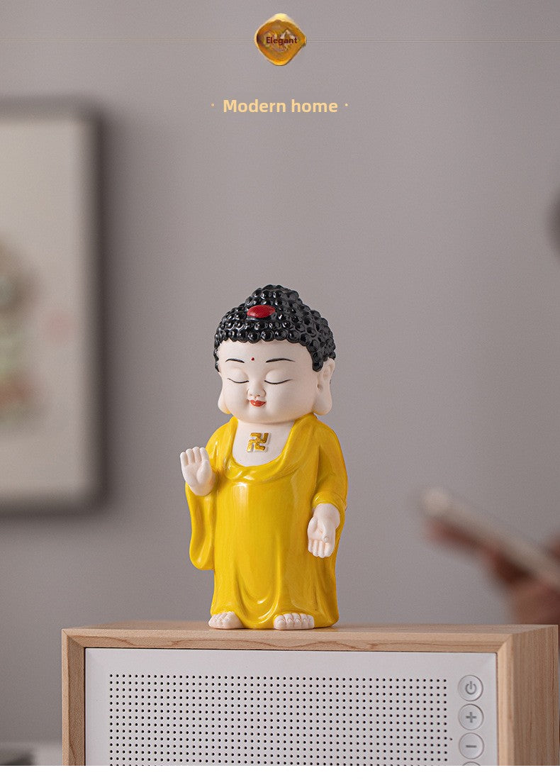 zensoullab Chinese Ceramic Three Saints Shakyamuni Guanyin Ksitigarbha Desktop Ornaments Creative Living Room Small Ornaments Home Decorations