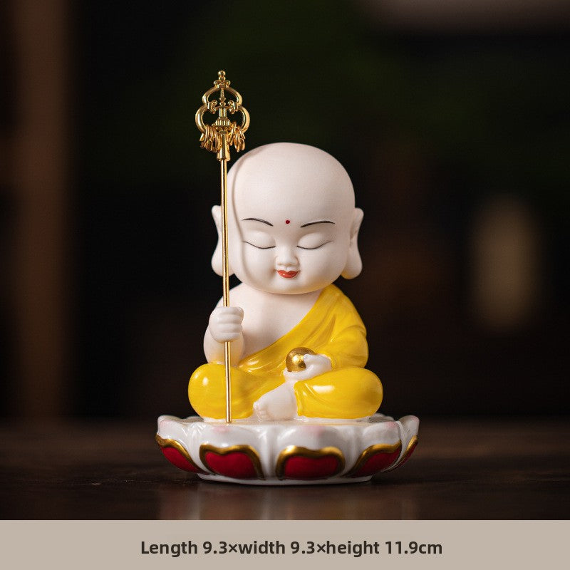 zensoullab Zen Style Chinese Ceramic Three Saints Buddha Guanyin Ksitigarbha Desktop Small Ornaments Creative Home Living Room Household Decorations