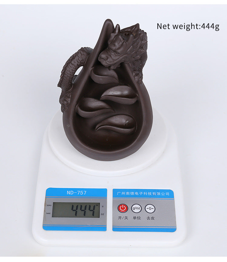 Purple Clay Chinese Style Dragon Backflow Incense Burner Home Decor Creative Large Dragon Backflow Aromatherapy Burner Craft Gift